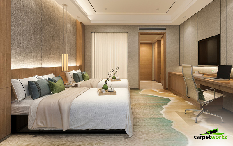 Image of a beautiful luxury bedroom suite in hotel