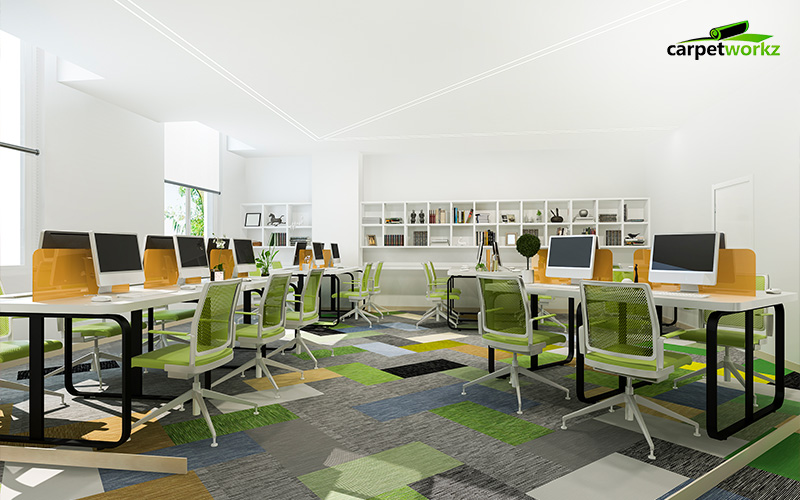 A green themed office space